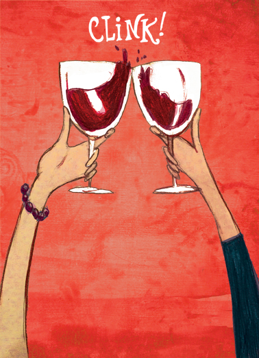 Clinking Buddies New Year Wine Ecard Cover