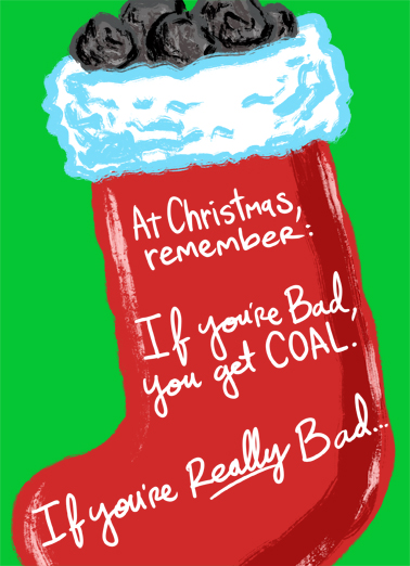 Coal Cruz Stocking Illustration Ecard Cover