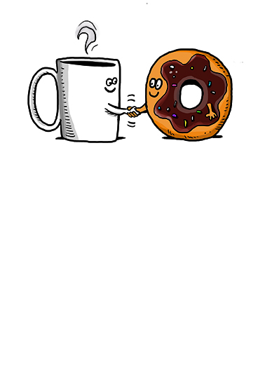 Coffee and Donut Cartoons Card Cover