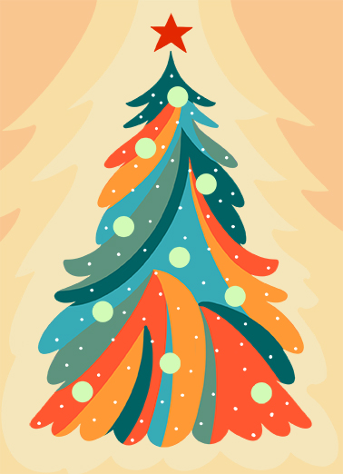 Colorful Christmas Tree Happy Holidays Card Cover