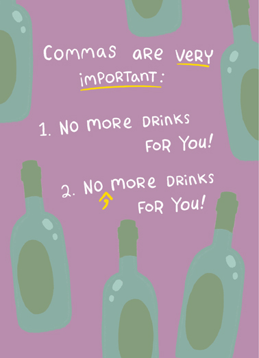 Commas are Important Wine Ecard Cover