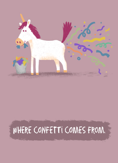 Confetti Unicorn Illustration Card Cover