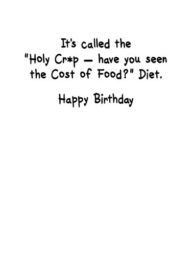 Cost of Food Birthday Ecard Inside