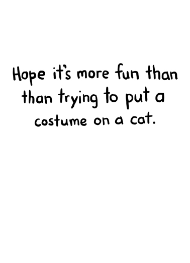 Costume Cat Halloween Card Inside
