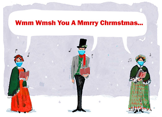Covered Carolers Christmas Ecard Cover