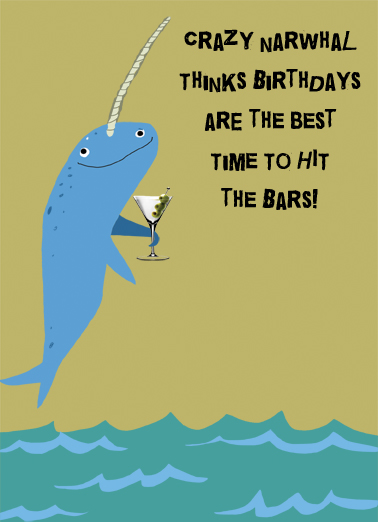 Crazy Narwhal 5x7 greeting Card Cover
