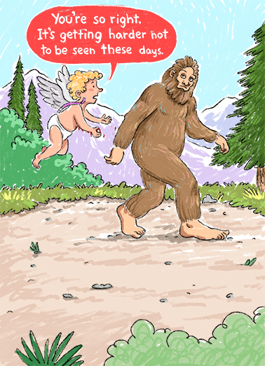 Cupid Bigfoot Valentine's Day Card Cover