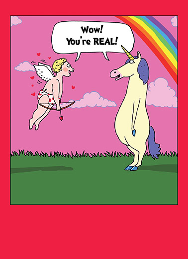 Cupid and Unicorn Funny Card Cover