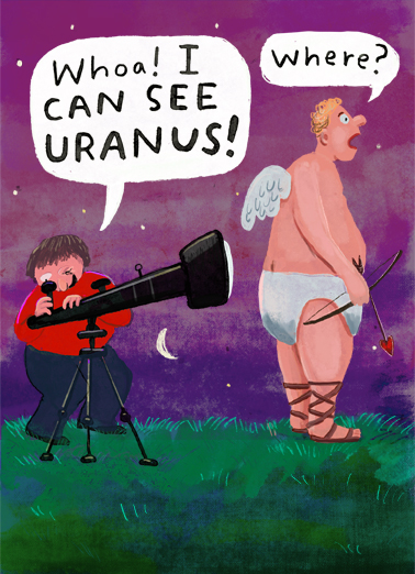 Cupid and Uranus Valentine's Day Card Cover