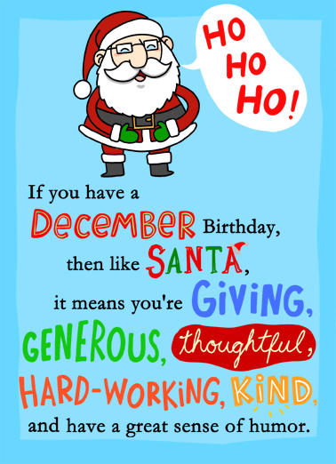 December Birthday Like Santa Birthday Card Cover