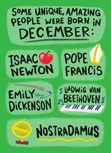 December People December Birthday Card Cover