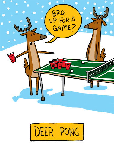 Deer Pong Christmas Ecard Cover