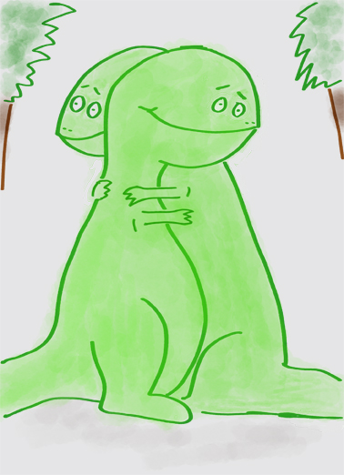 Dinos Hugging Bday Illustration Card Cover