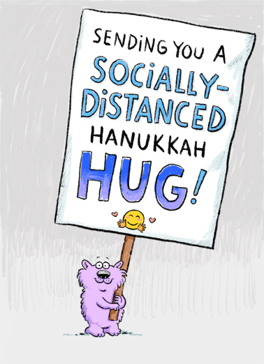 Distanced Hug Hanukkah Quarantine Ecard Cover