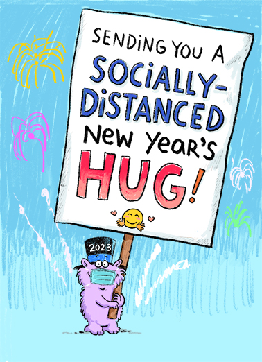 Distanced Hug NY New Year's Card Cover