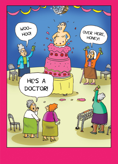 Doctor Stripper Cake Ecard Cover