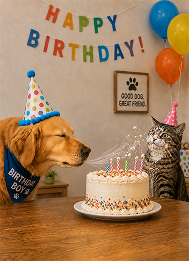 Dog Blow Out Birthday Ecard Cover