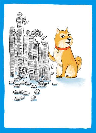 Dog Coin Birthday Card Cover