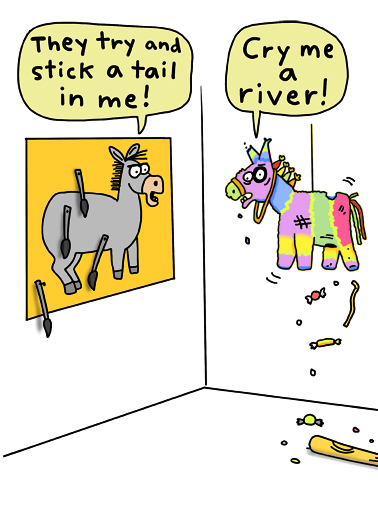 Donkey and Pinata Partying Ecard Cover