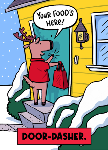 Door Dasher - Funny Christmas Card to personalize and send.