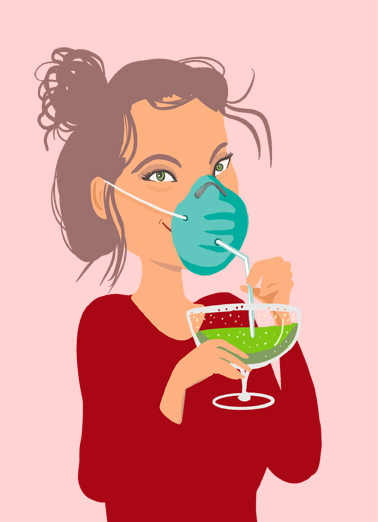 Drink Mask Straw Birthday Card Cover