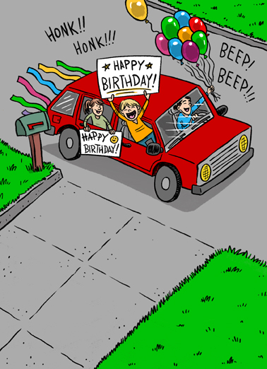 Drive By Birthday For Kids Card Cover