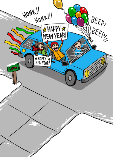 Drive By New Year  Ecard Cover