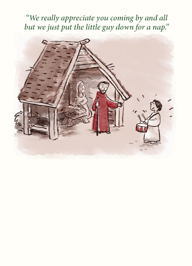 Drummer Boy at Manger Christmas Card Cover