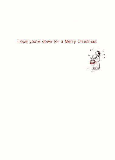 Drummer Boy at Manger Christmas Card Inside