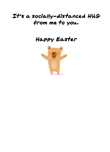 Easter Bear Hug Social Distance Quarantine Card Inside