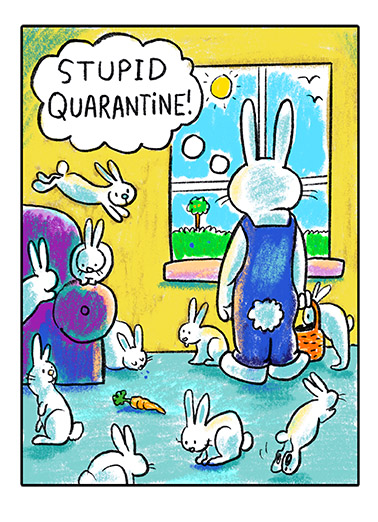 Easter Bunny Quarantined Easter Ecard Cover