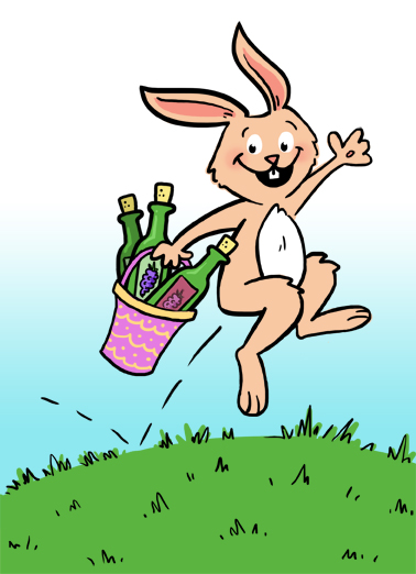 Easter Bunny With Wine Easter Card Cover