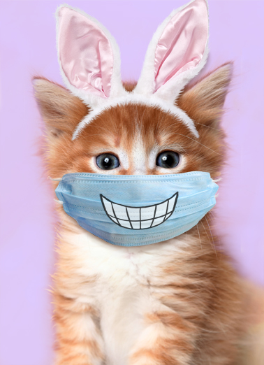 Easter Cat Smile Mask Easter Ecard Cover