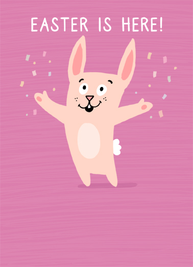 Easter Is Here Bunny Illustration Ecard Cover