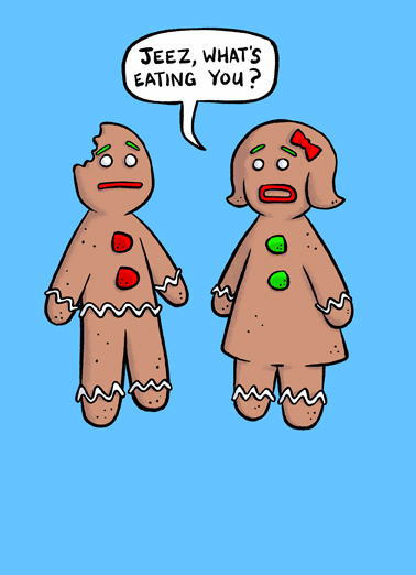 Eating Gingerbread - Funny Christmas Card to personalize and send.