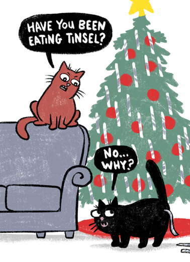 Eating Tinsel Christmas Ecard Cover