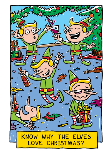 Elves Love Christmas Cartoons Card Cover