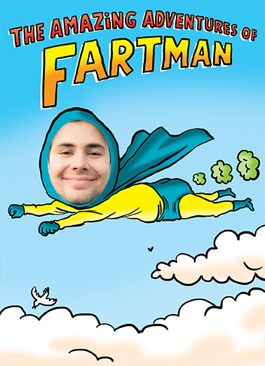 Fartman (for any time) 5x7 greeting Ecard Cover