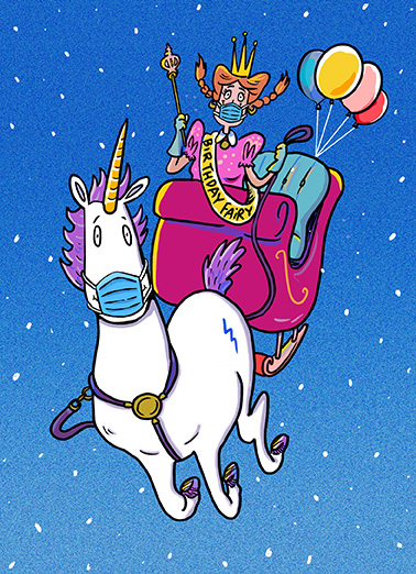 Fairy Unicorn Mask Birthday Ecard Cover