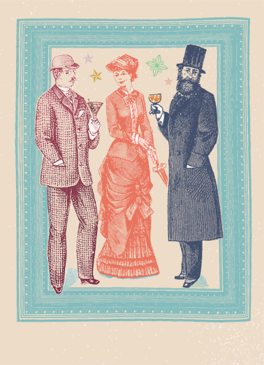 Fancy Friends Vintage Ecard Cover