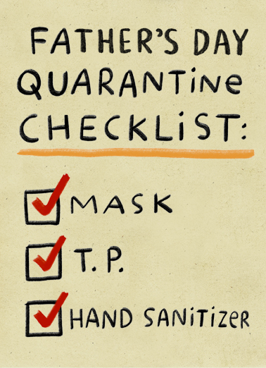 Fathers Day Quarantine Checklist 5x7 greeting Ecard Cover