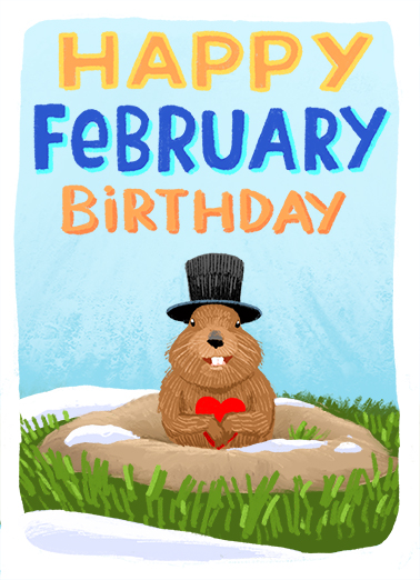 Feb Gopher February Birthday Card Cover