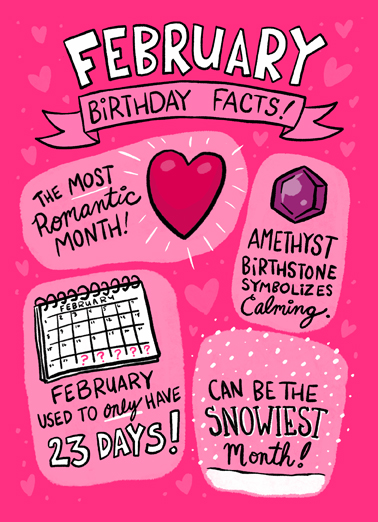 February Birthday Facts  Card Cover