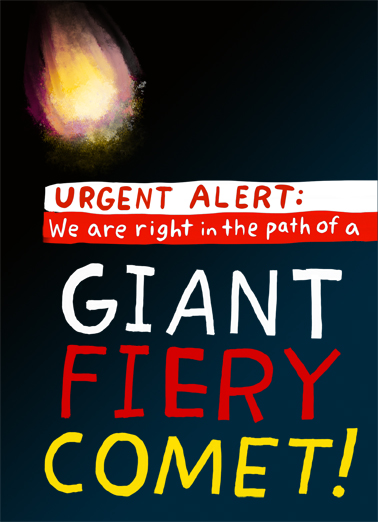 Giant Fiery Comet February Birthday Card Cover