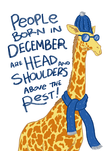 Giraffe December December Birthday Ecard Cover