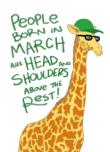 Giraffe March March Birthday Card Cover