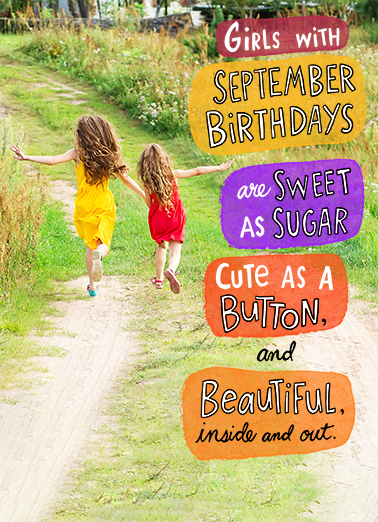 Girls with September Birthdays September Birthday Ecard Cover