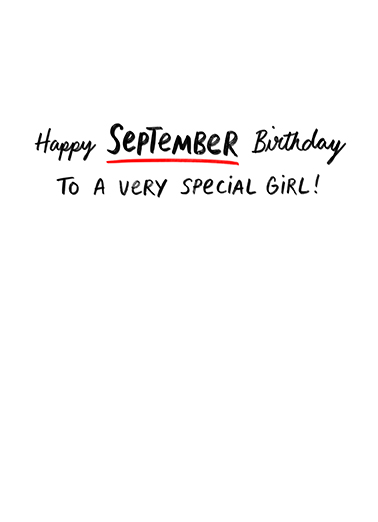 Girls with September Birthdays Cute Card Inside