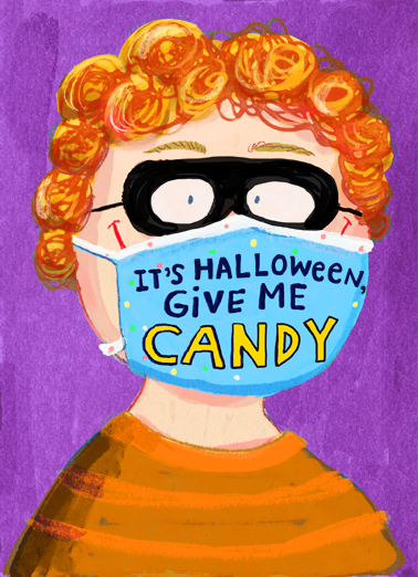 Give Me Candy Mask Halloween Ecard Cover