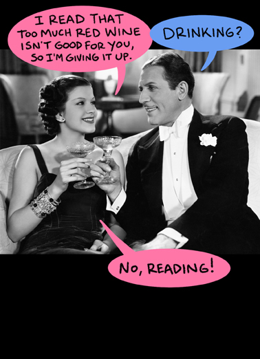 Give Up Reading Wine Ecard Cover